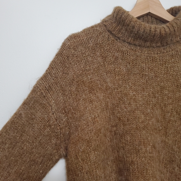Kaffe Sweaters - Kaffe Medium Wool Mix Sweater Kasarla Roll Neck Pullover Brown Knit Turtleneck